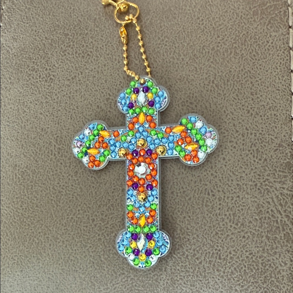 Multicolor Crystal Cross Key Holder